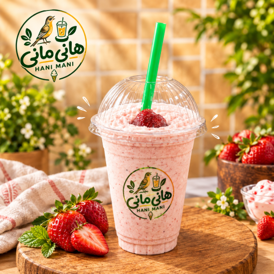 تصویر  شیر انبه و موز و توت فرنگی