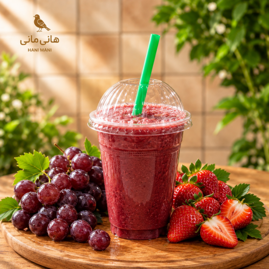 تصویر  شیر انگور و توت فرنگی 